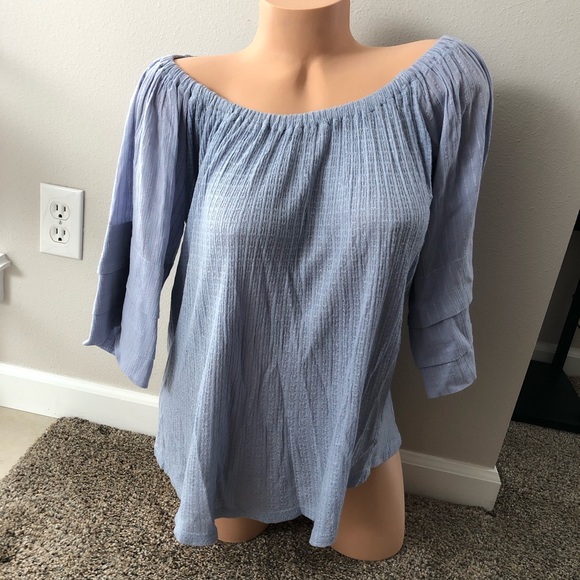 Lucky Brand Tops - 🔥10/$20🔥 CLOSET CLEAROUT 🌿LUCKY BRAND BABY BLUE OFF THE SHOULDER BLOUSE